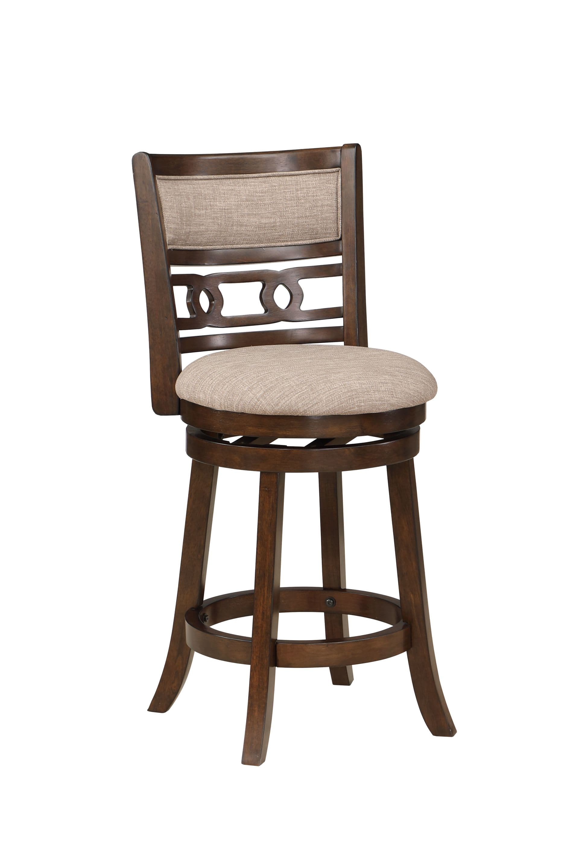 Gia 24" Swivel Counter Stool, Cherry with Brown Fabric Seat
