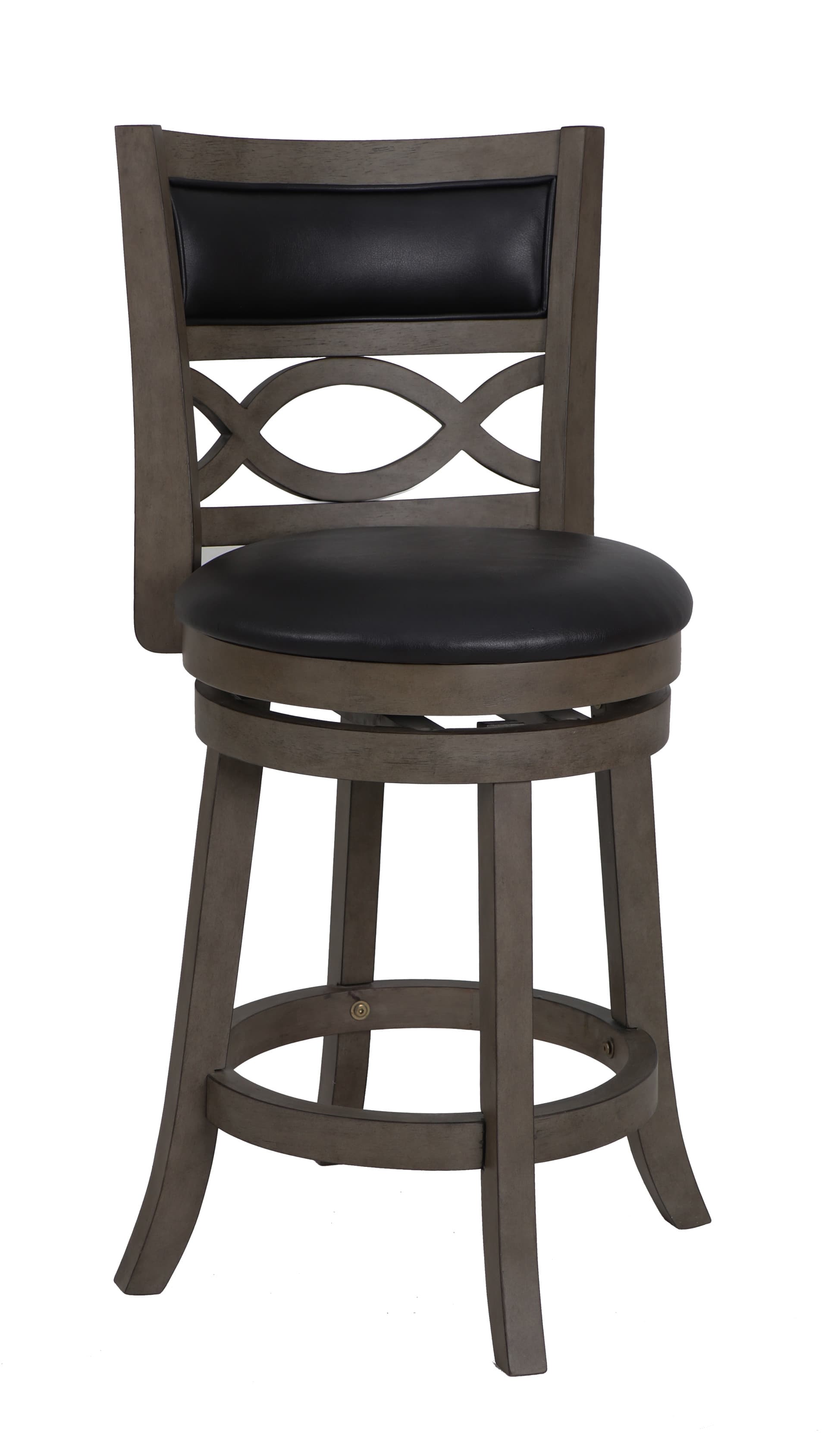 Manchester 24" Counter Stool with Black Pu Cushions, Gray