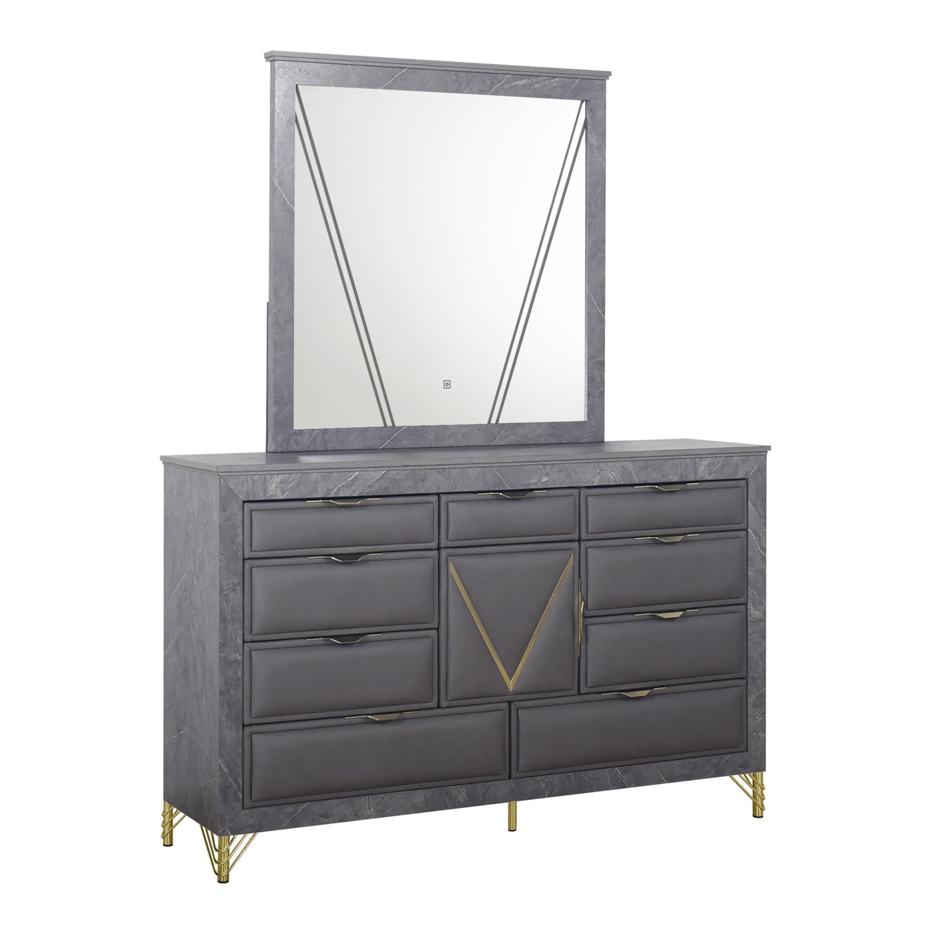 Symmetry Lighted Mirror, Charcoal