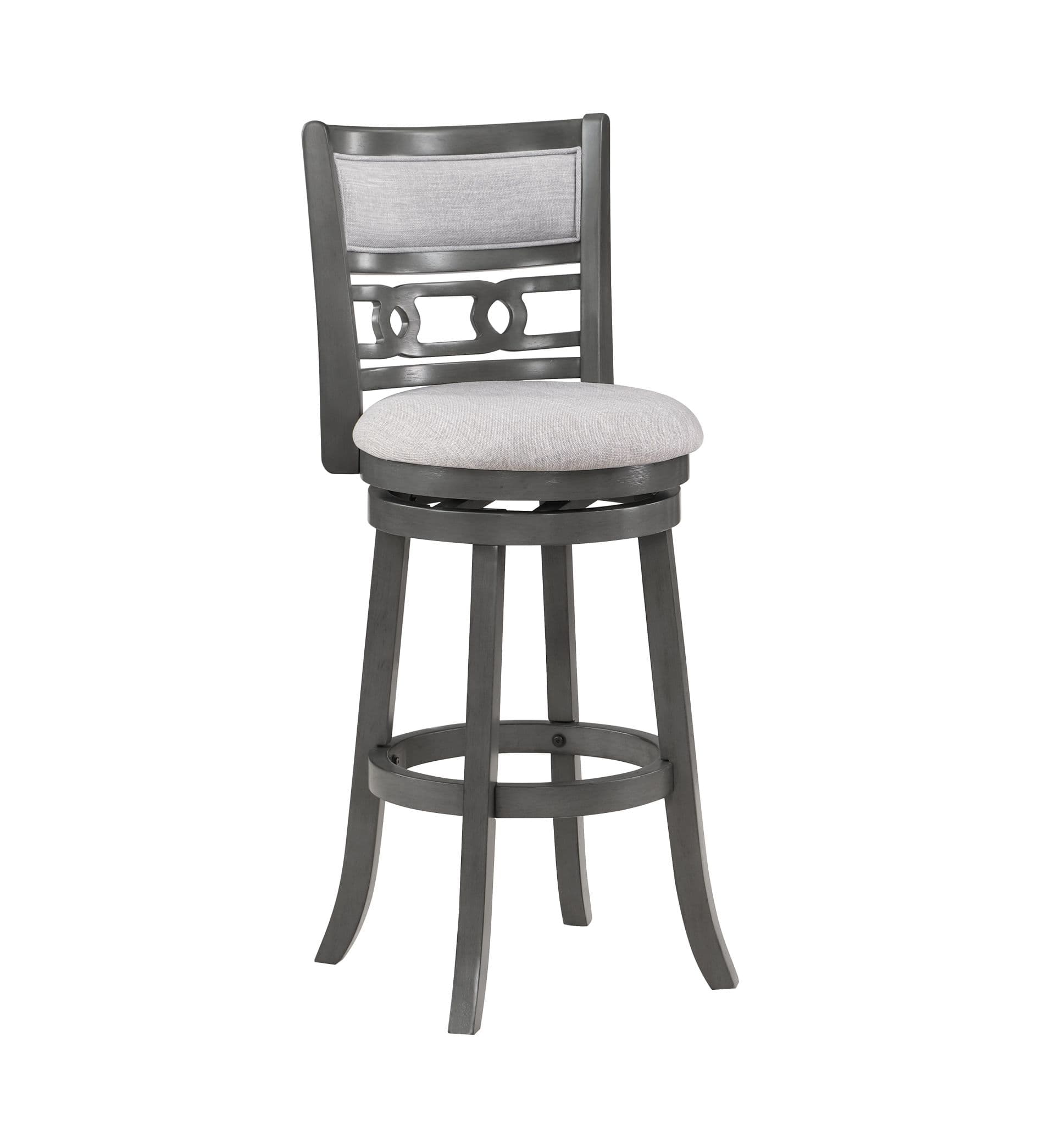 Gia 29" Swivel Barstool, Gray with Gray Fabric Seat
