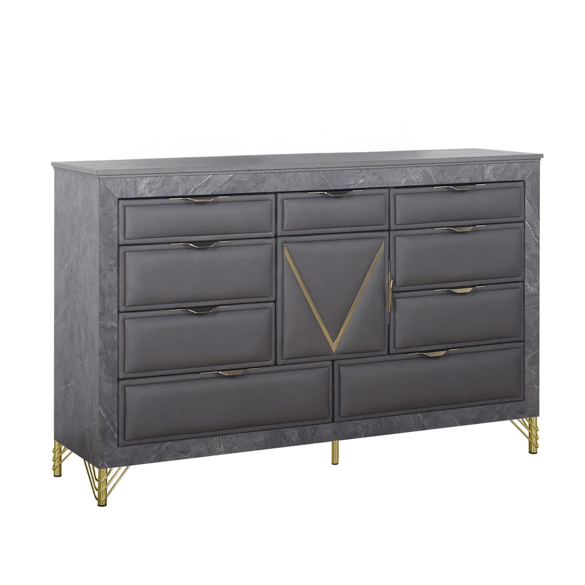 Symmetry 10 Drawer Dresser, Charcoal