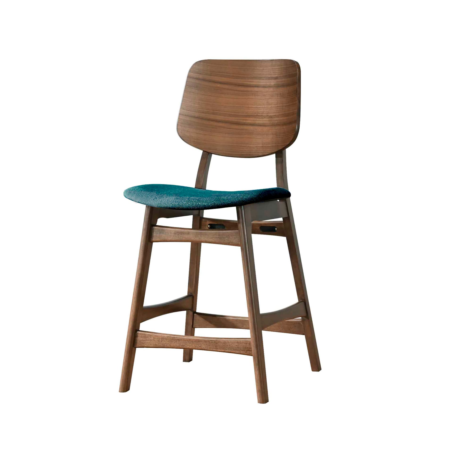 Oscar Counter Chair with Forest Green Cushion, Walnut