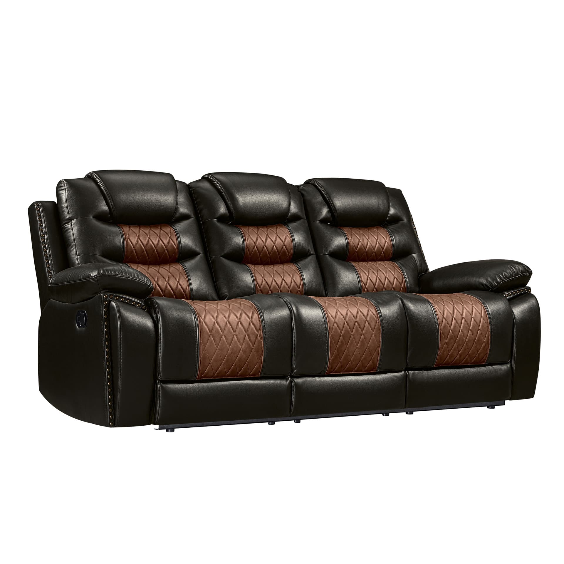 Nikko Sofa with Dual Recliner, Brown