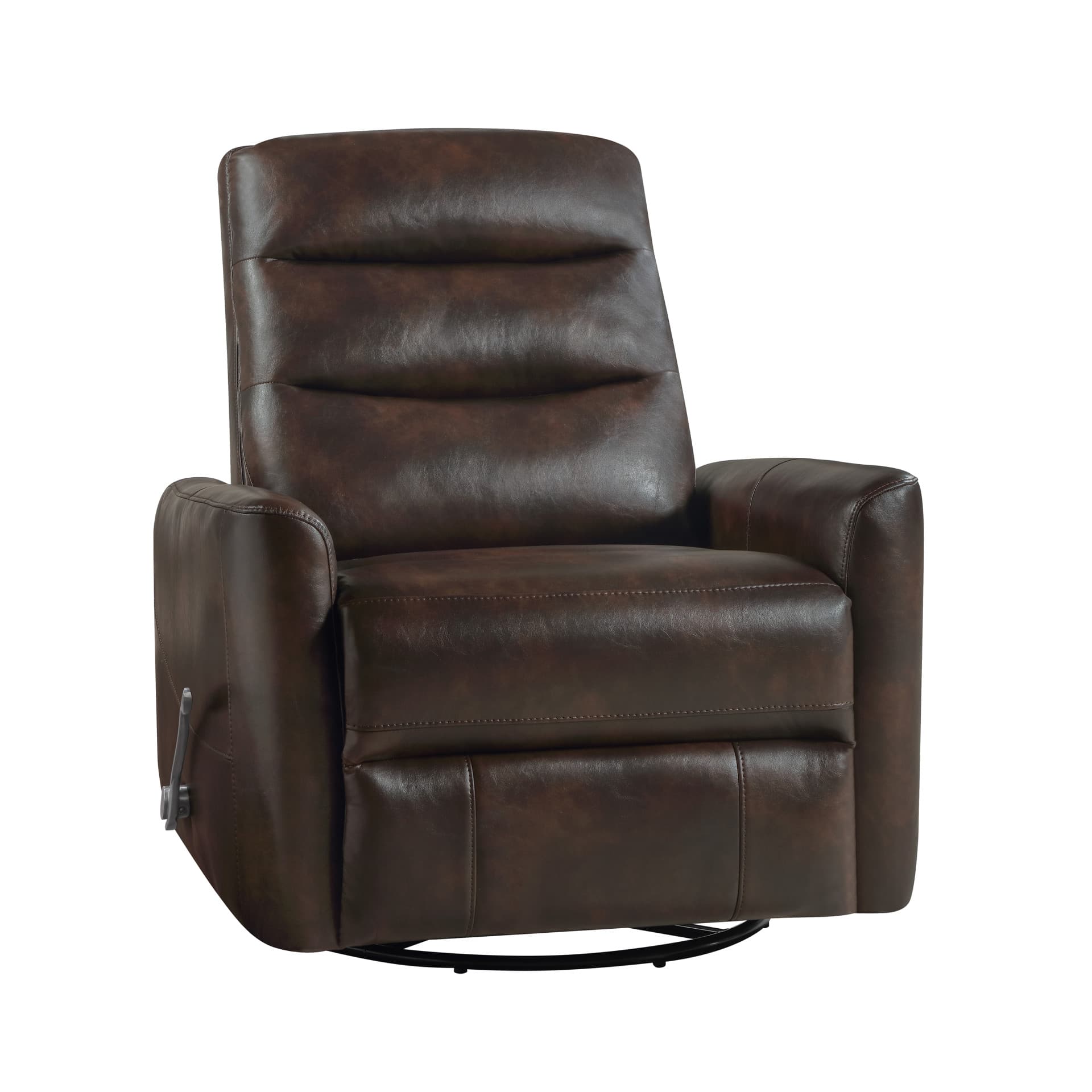 Takami Swivel Recliner, Brown Vegan Leather