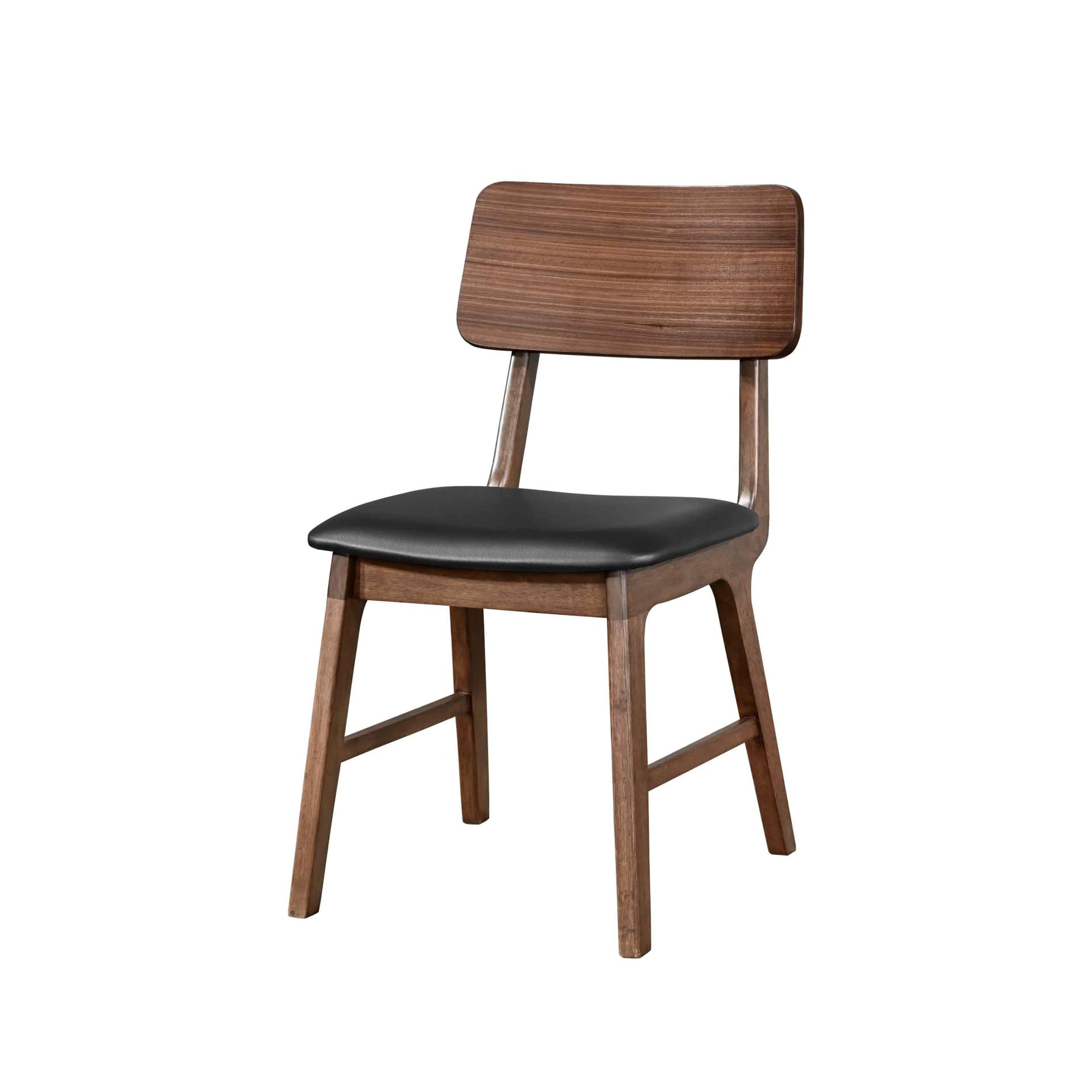 Thea Wood Back Side Chair with Black Seat (2 Per Carton), Walnut