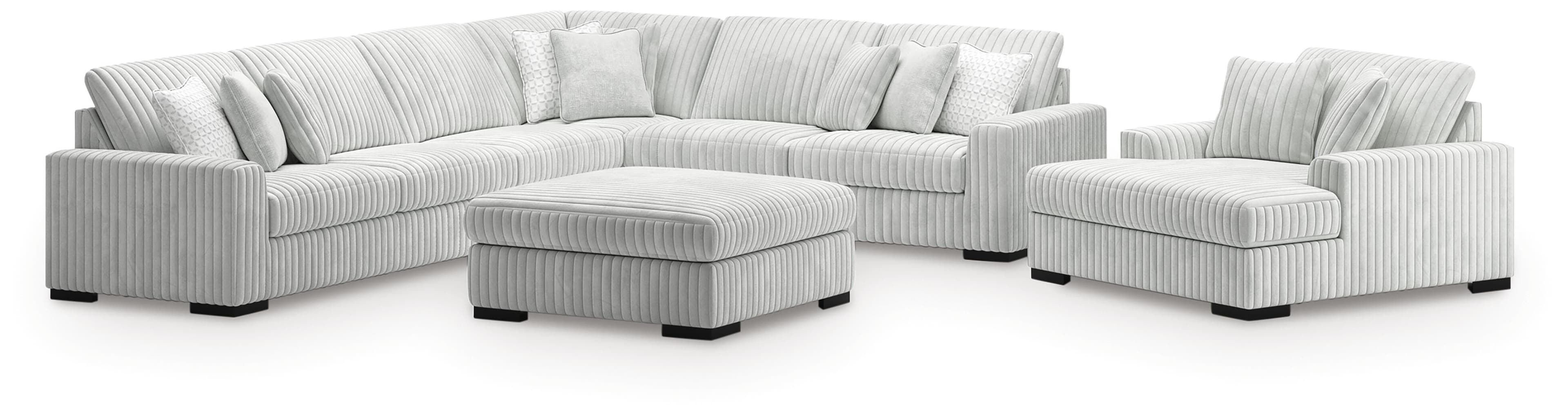 Stupendous 4-Piece Sectional, Oversized Chaise and Ottoman
