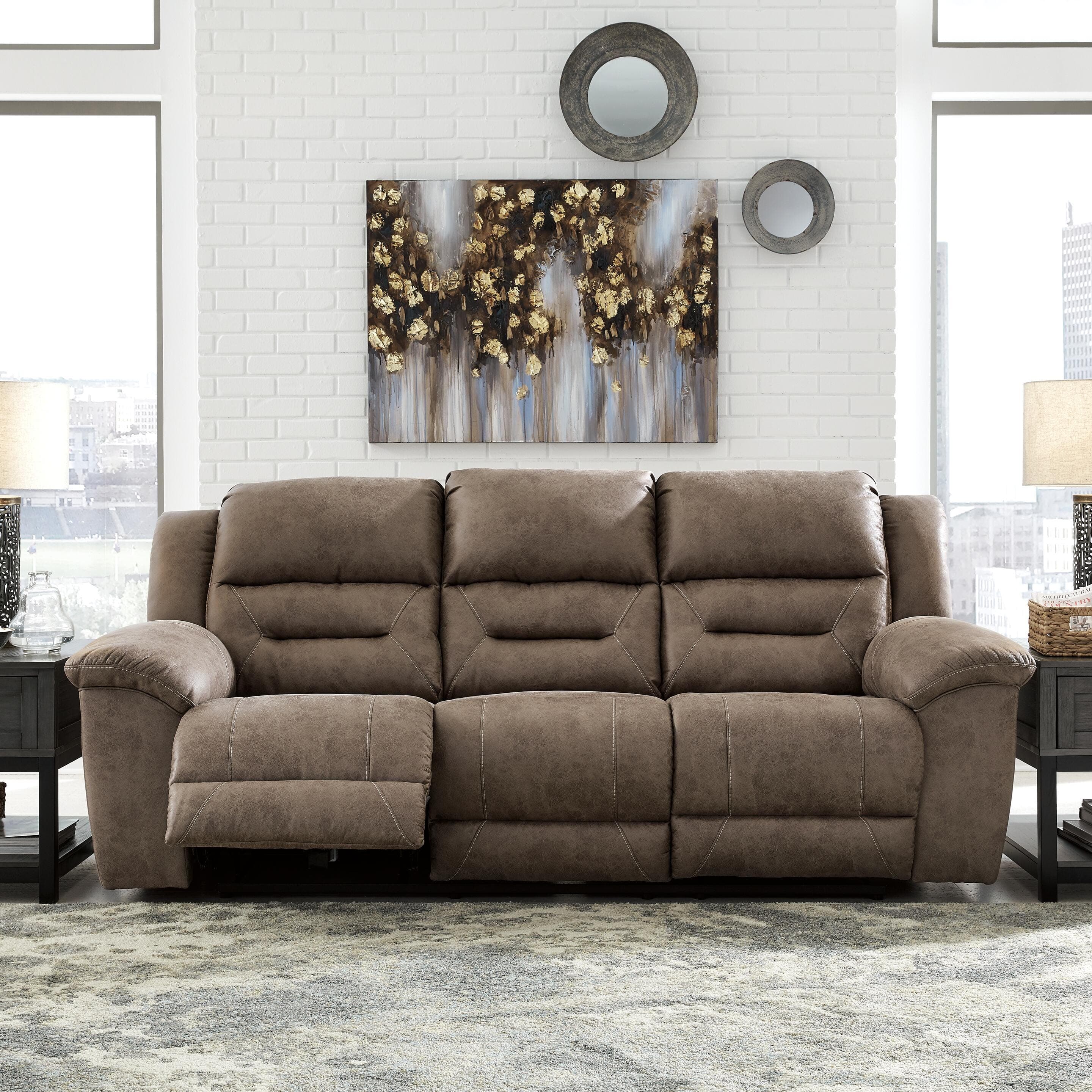 Stoneland Power Reclining Sofa and Manual Recliner