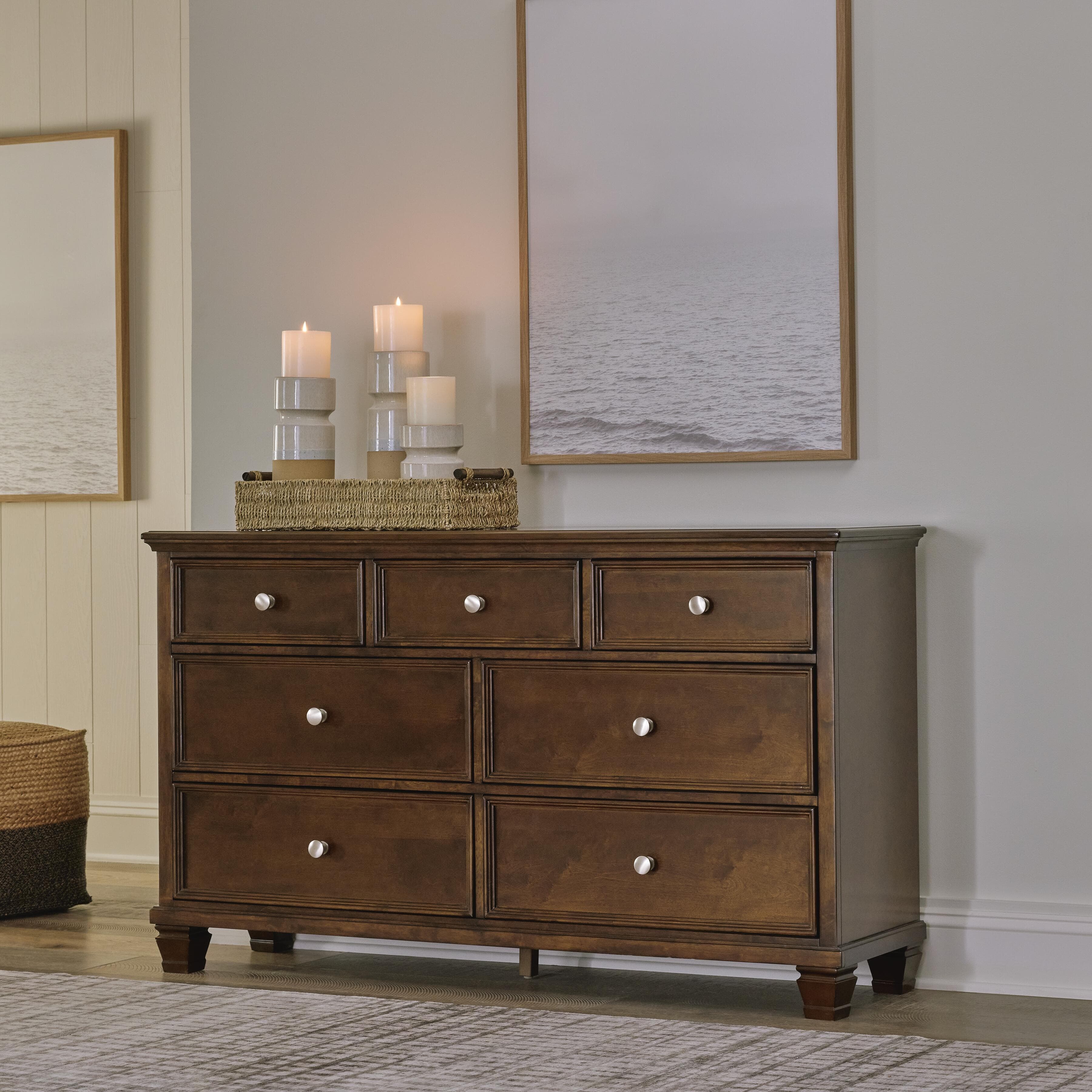 Danabrin California King Panel Bed, Dresser and Mirror