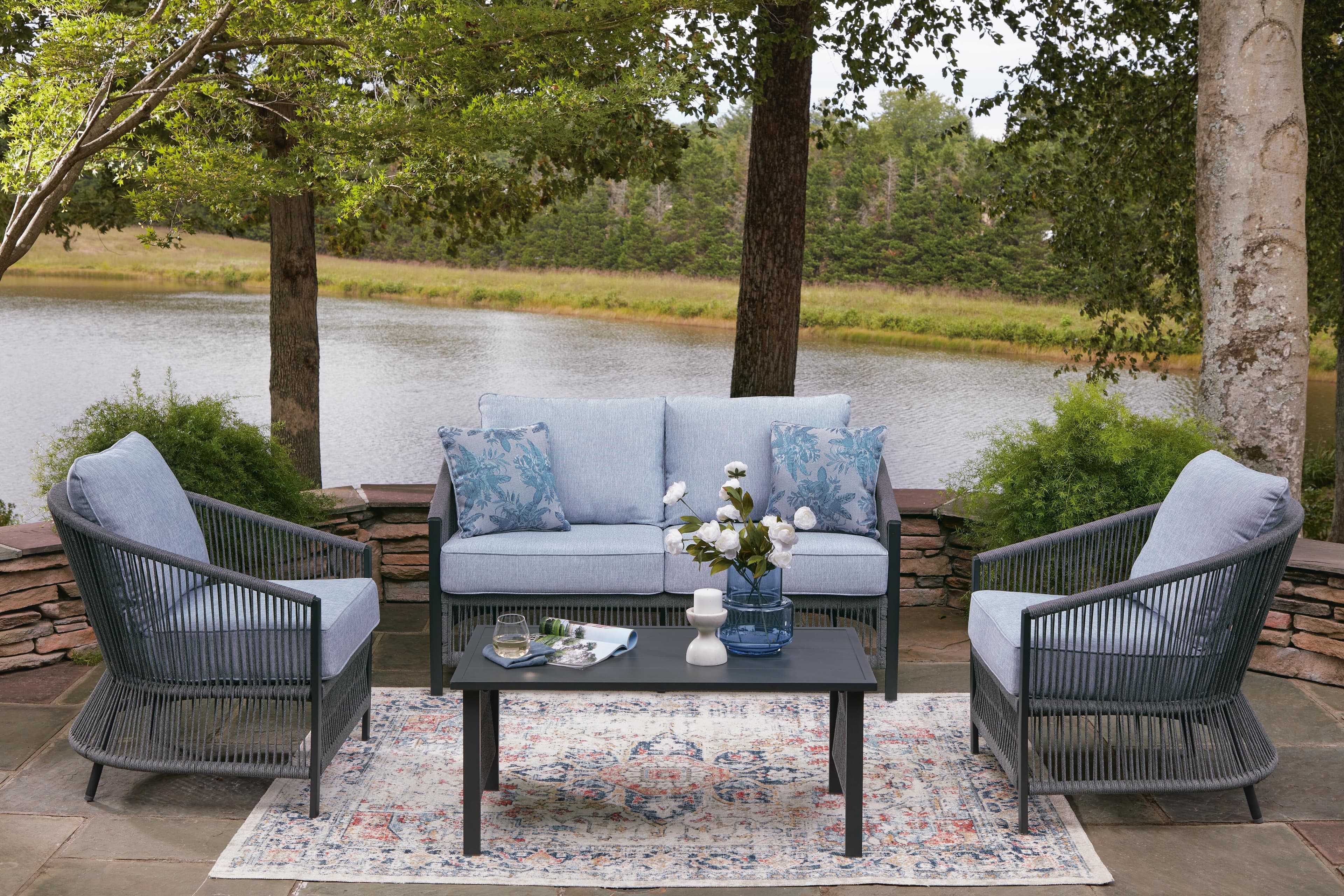 Bridges Beach Outdoor Love/chairs/table Set (set of 4)
