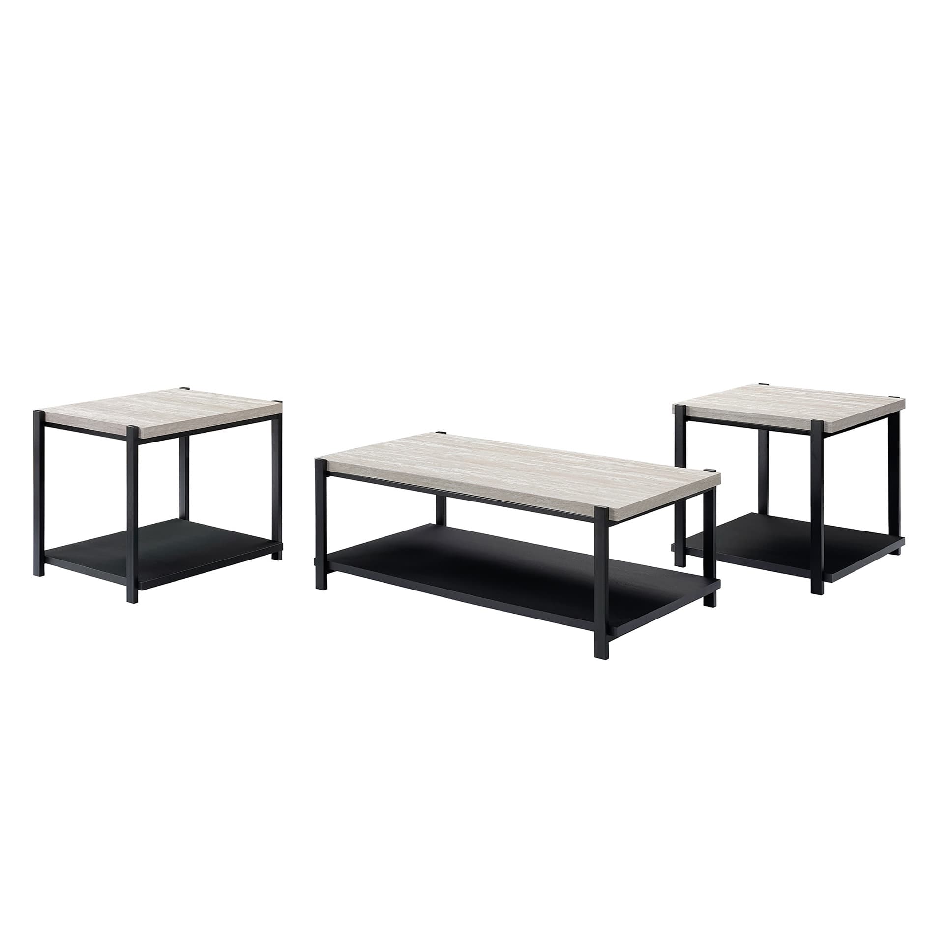 Linea 3-Piece Occasional Set- 1 Coffee & 2 End Tables, Lt Gray