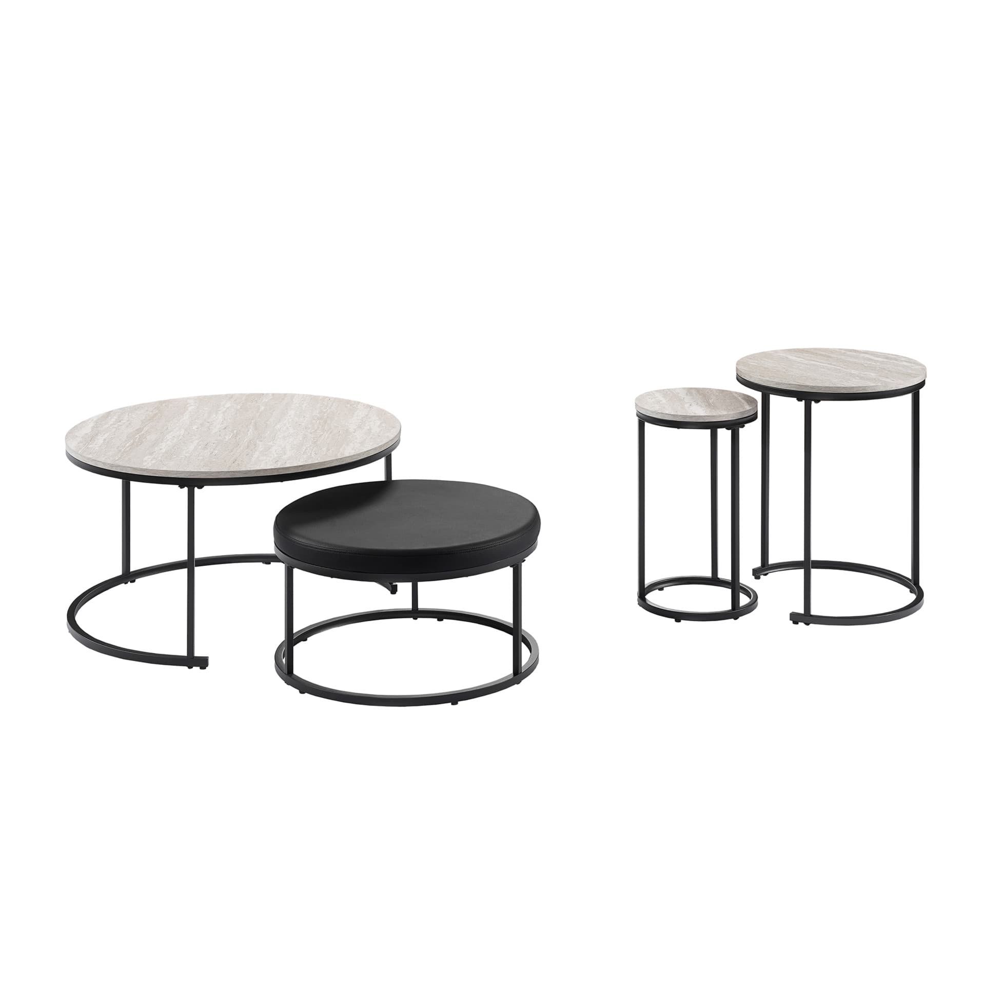 Forma 4-Piece Occasional Set- 1 Coffee, 1 Lg End & Stool, 1 Sml